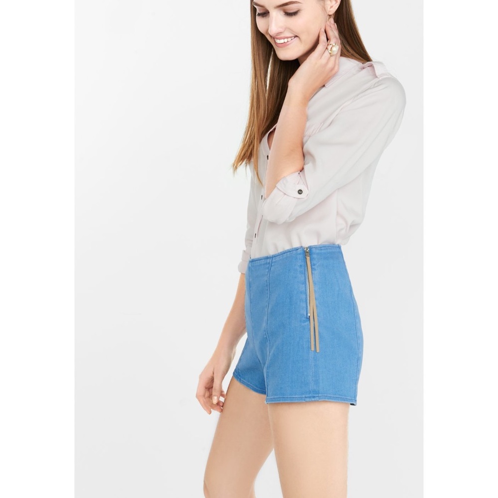Express side zip denim shorts